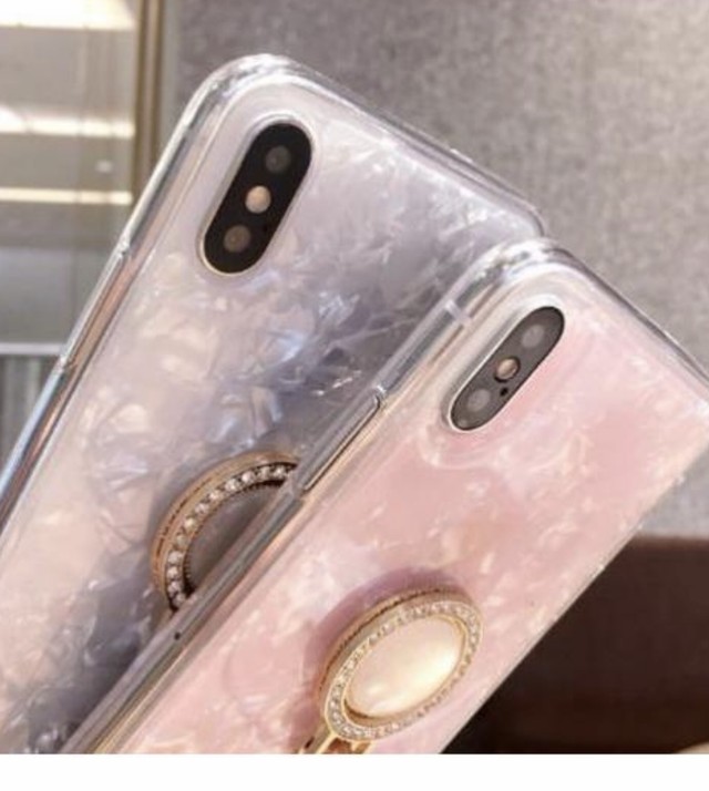 Iphonexケース リング付き キラキラ クリア Happy Happy Store