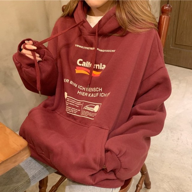 春服 レディース パーカー 韓国 ファッション レディース ロゴ プリント 裏起毛 パーカー ビッグシルエット フード スウェット パーカー アメカジ 韓国 ストリート ファッション ビッグパーカー ロゴパーカー レディース 春 Vestito