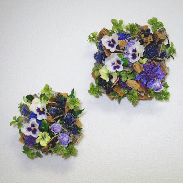 ビオラと草花の壁掛け 花雑貨 壁に花咲く