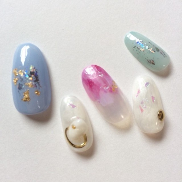 ニュアンスネイル 天然石のせ ネイルチップ Neph Nail １級ネイリストによる３dネイルパーツ ネイルチップ販売