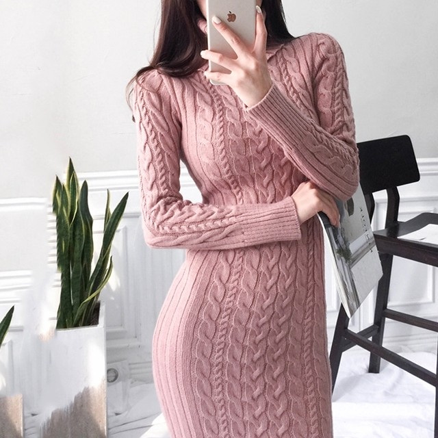 ケーブルニットワンピース ワンピース 秋 冬 ニット ケーブル編み 大人 タイト ハイネック タートルネック シンプル デート お出かけ 旅行 女子会 韓国 韓国ファッション オルチャン 可愛い Fa150 Musubi Me 韓国 オルチャン レディースファッションのお店