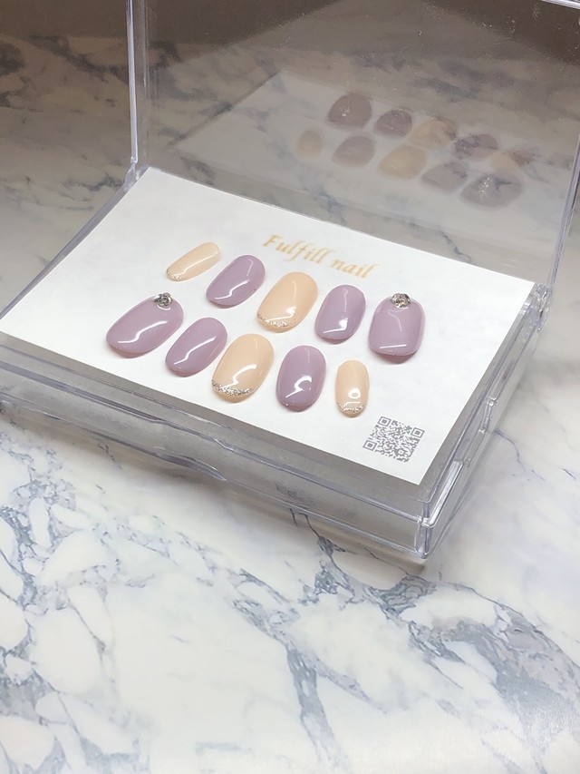 ネイルチップ パープルワンカラーvカット ベリーショートオーバル Fulfill Nail