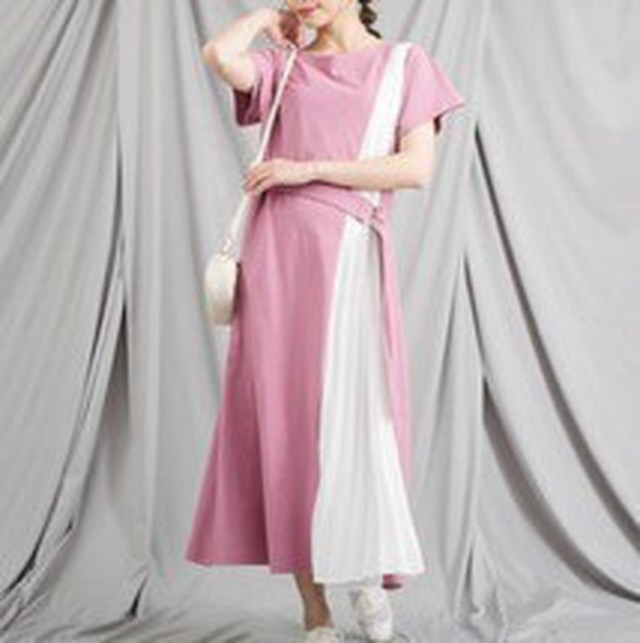 Abitokyo フロントプリーツ ドッキングワンピース Shop Lei