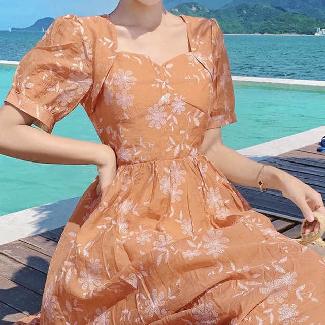 ミンチ 論争的 真珠のような オレンジ シフォン ワンピース Curioso Hiroo Jp