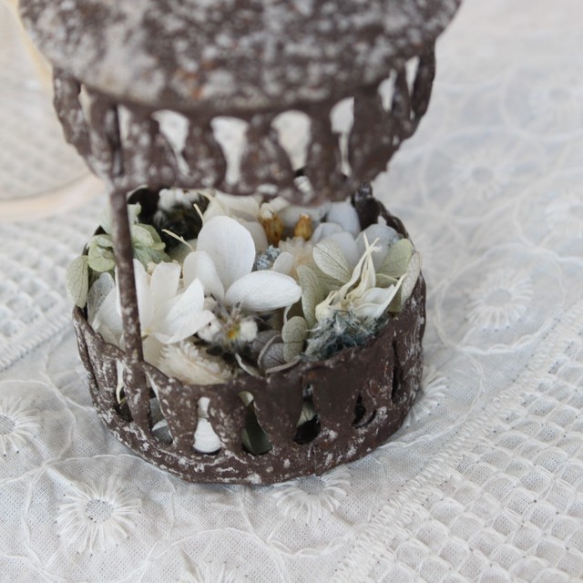 リングピロー ドライフラワー プリザーブドフラワー ランタン風 Green A Lo