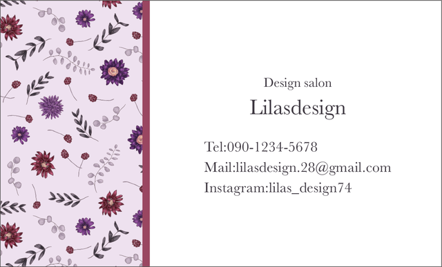 Design07 サイドフラワー ショップカード 名刺 デザインサロン Lilasdesign