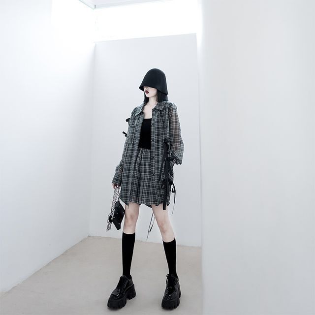 セットアップ レディース 春夏 ツーピース チェック シック パンク スタイリッシュ モード ロック フェミニン 大人カジュアル レイヤード モード系女子 モード女子 Uki Uki