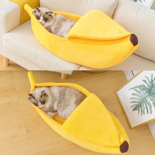 Sサイズ ペット用 かわいいバナナ形クッション バナナの中に入ってリラックス 小型犬や猫などに ベッド マット 沖縄 北海道 離島 送料無料 D C Select