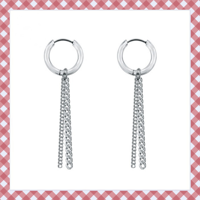 ピアス メンズ レディース フープピアス ステンレス 金属アレルギー対応 リング チェーン タッセル ヒップホップ シンプル Favoriteselect