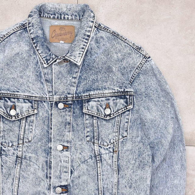 Chemical wash wide silhouette denim tracker jacket