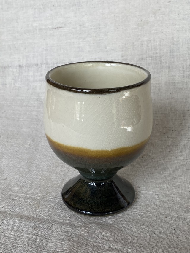 小鹿田焼 坂本浩二窯 飴釉掛分ゴブレット 工藝店 秋月