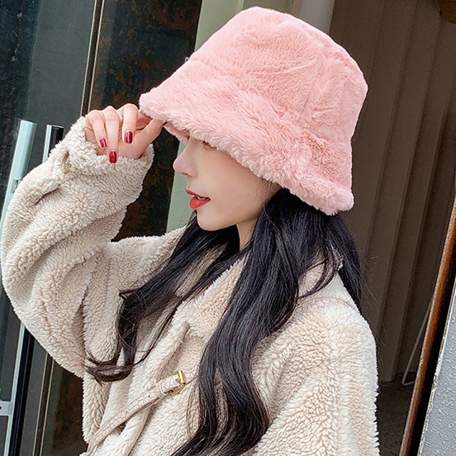 即納 バケットハット 帽子 エコファー フェイクファー 防寒 暖かい ふわふわ 秋冬 レディース 黒 ブラック ベージュ キャメル Ns 1087 Daily Closet