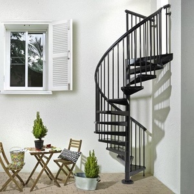 屋外用らせん階段skyスカイ F1cmブラック 標準キット 13段上がり273 305ｃｍ Pyramid Online Store