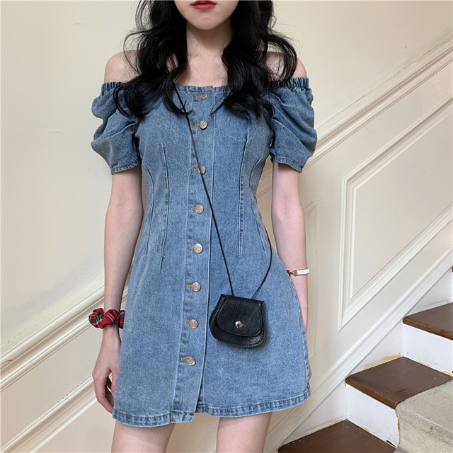 パフスリーブ デニム ワンピース Minanda