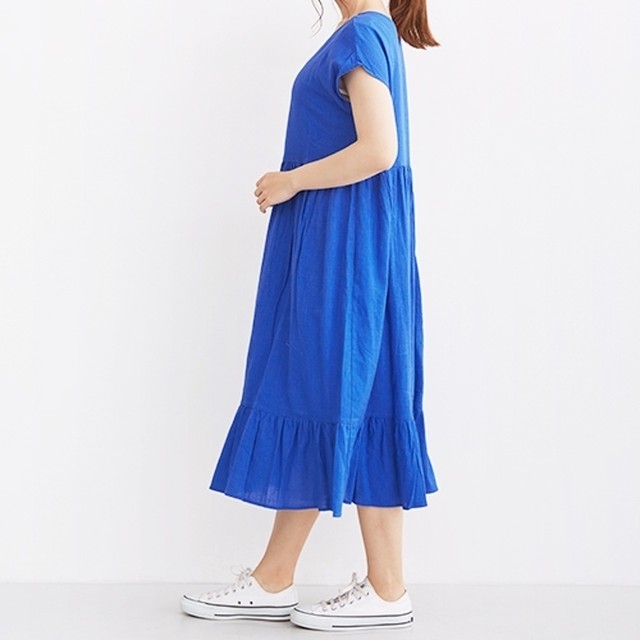 Merlot メルロー コットンリネン2wayティアードワンピース Loosey Goosey