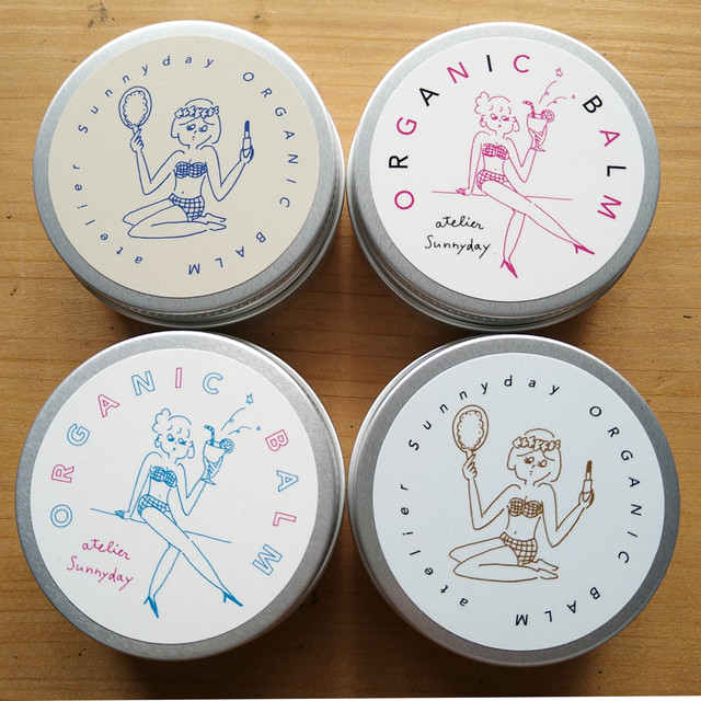 Organic Balm 2 シアバター ホホバオイル配合 ミヤタチカ Atelier Sunny Day オリジナルイラスト缶 Sunnyday Online Shop