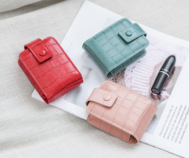 即納 予約 リップケース クロコダイル風 コンパクト ミラー付 鏡 メイク 口紅 マルチケース Mimiy 韓国 北欧 インテリア ファッション