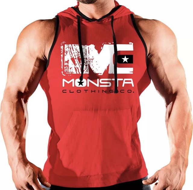 Monsta ノースリーブ パーカー 筋トレ スポーツ ウェア メンズ Gym ゴールドジム カネキン ボディビル トレーニング Tank Top 運動 タンクトップ 男性 スリーブレス フーディ Hoodie Mmmc