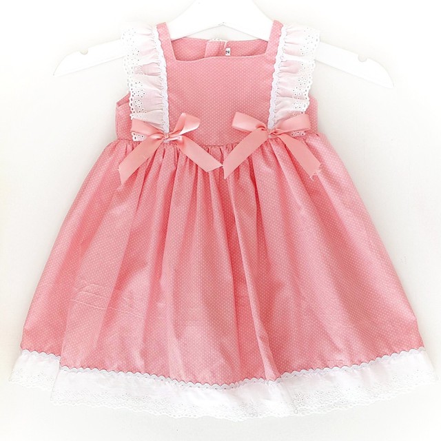 仕立屋コラボ 水玉 ツインリボン ワンピース ピンク Heart Spring スモッキングワンピースと可愛い子供服