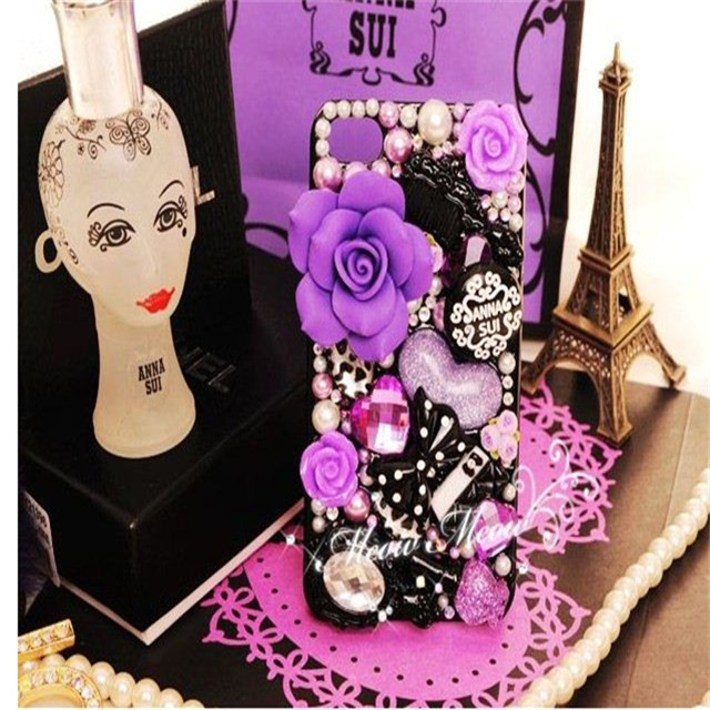 Anna Sui Iphone5 5s ケース 紫 送料無料 スワロフスキー アイホンカバー Rose バラ 派手 かわいい Sweet House