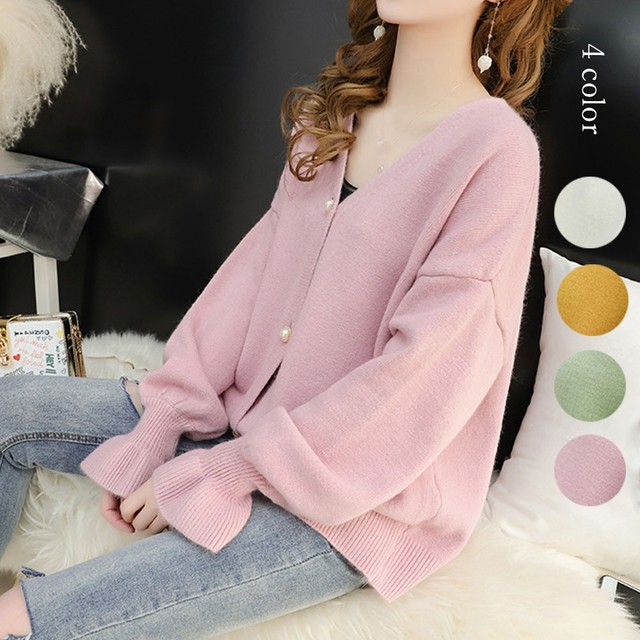 前開きボタン付きニットセーター 特売チャンネル