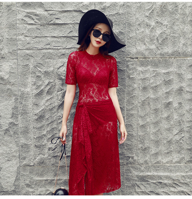 レース ワンピース水着 タイト ビキニワンピース 2way Ruru