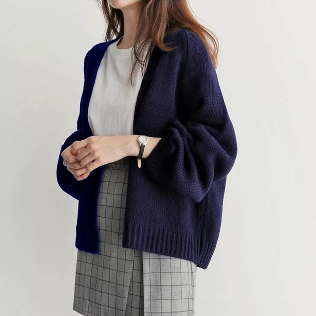 ニットカーディガン レディース 春秋冬 ショート丈 カーディガン トッパーカーディガン 長袖 無地 シンプル 黒 S M サイズ ニット アウター Infini Arc En Ciel