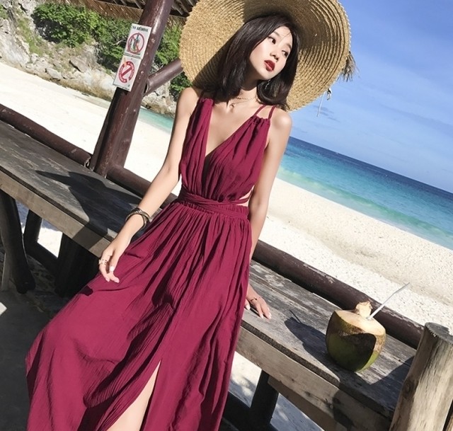 海 ワンピース リゾートワンピース ビーチワンピース マキシワンピース シフォンワンピース マキシ丈 カシュクール ノースリーブ ｉライン 体型カバー セクシー シンプル きれいめ 春夏 La Pausa Tokyo