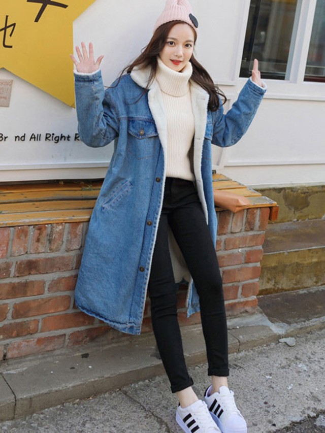 ゆるカジ ロングコート デニムコート 裏起毛 シンプル レディース アウター 羽織り 秋冬 ロング丈 大きいサイズ デイリー 着回し Ptnym2810 Shop Suba