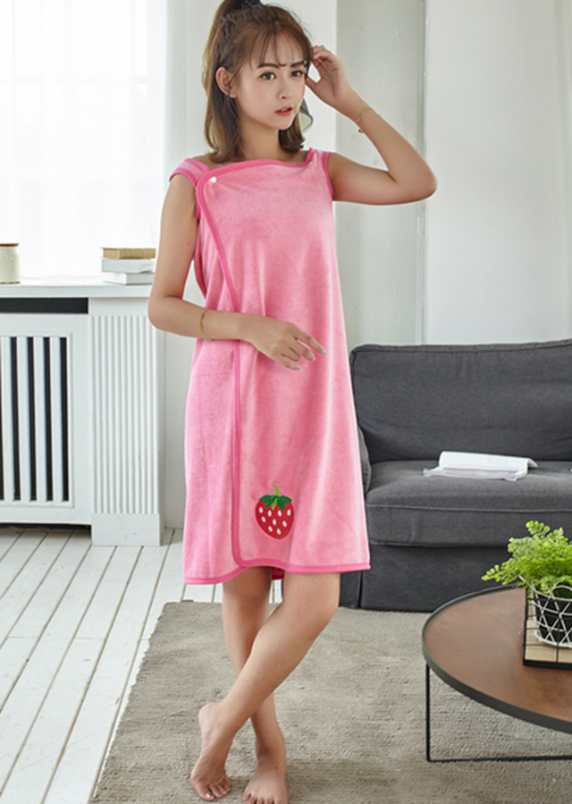 レディース 着るバスタオル バスローブ ガーター ワンピース 部屋着 お風呂 953 Supermama