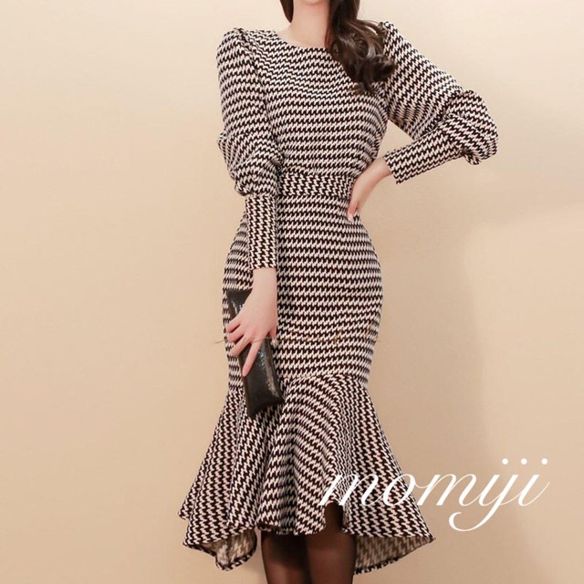 ワンピース 秋 新作 千鳥格子 セットアップ ワンピース レディース 韓国 ロング タイト Japan Classic Store