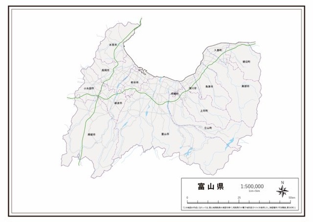 P5富山県 高速道路 K Toyama P5 楽地図 日本全国の白地図ショップ