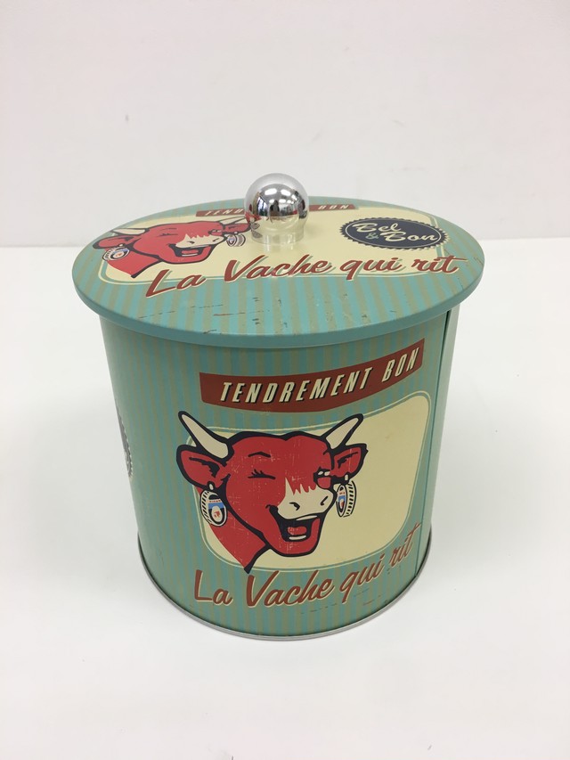 ヴィンテージ風 La Vache Qui Rit 笑う牛 丸缶 Vert La Vache