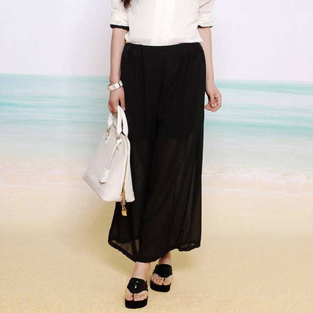 ガウチョパンツ シフォン ワイドパンツ ゆったりスカーチョリゾートパンツ メール便可 ファッションan 流行りでも安さでもなく今の私に似合う服