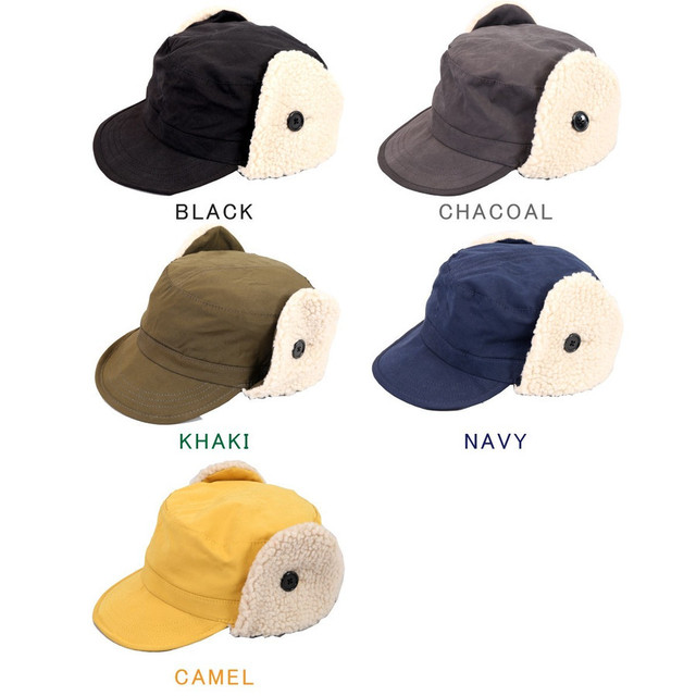 撥水加工耳付きナイロンワークキャップ イヤーキャップ メンズ レディース 耳付きキャップ スノボ帽子 Snj 156 メンズ帽子専門店