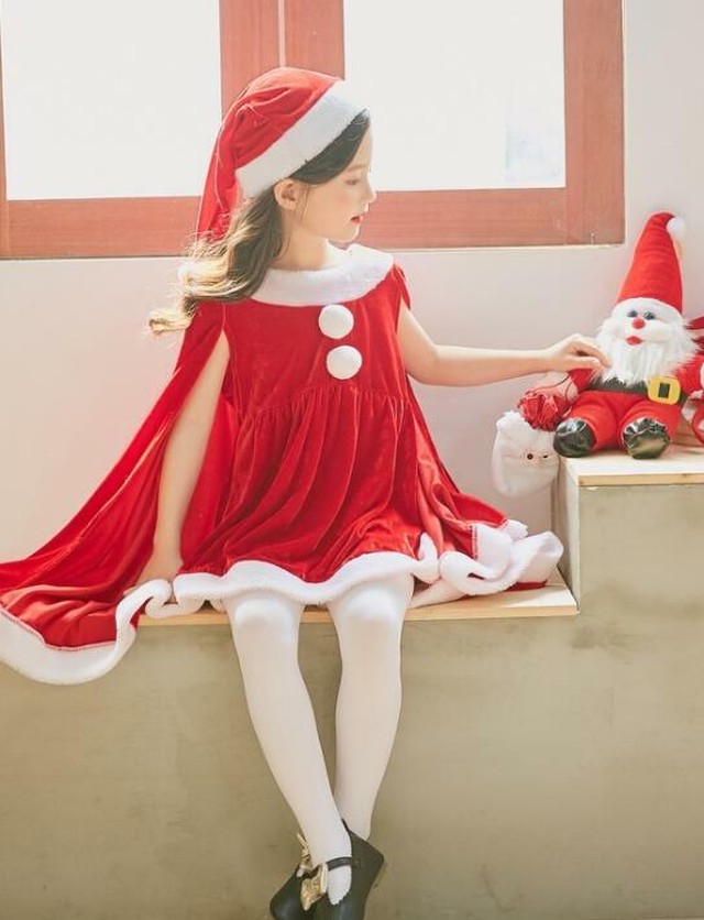 3546クリスマス衣装 キッズ コスプレ衣装 コスチューム 仮装 子ども 女の子 子供 衣装 サンタ Xｍａｓ 赤 緑 満天屋