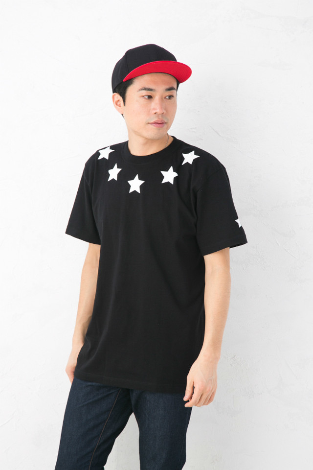 Tシャツ メンズ レディース 半袖 星柄 プリント Tシャツ アメカジ 5 6オンス ヘビーウェイト アメリカンな球心柄ファイブスター Tシャツ通販のgracious Ground