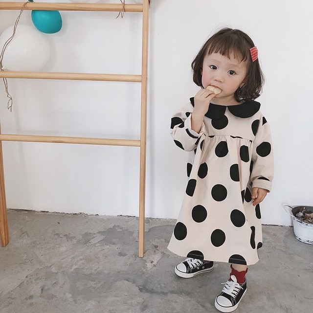 2019春秋 ドット ワンピース 女の子 80 140cm Lovely Baby 子供服