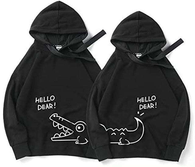 Jpcs ボワサ ペアルック パーカー バレンタインデー ギフト おしゃれ ワニちゃん カップル ペア フード付き かわいい トレーナー お揃い 長袖 ご夫婦 レディース メンズ 人気 プレゼント ディズニーランドへ Az Japan Classic Store
