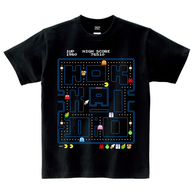 ご当地パックマン 「 Hokkaido 」 Tシャツ ブラック