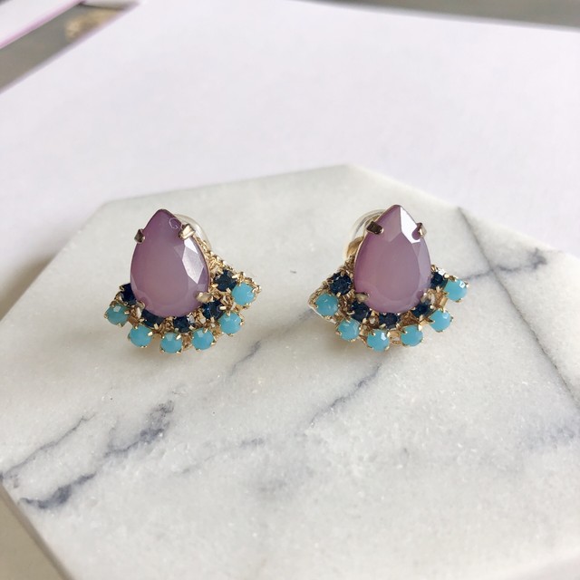 【ピアス】パープル扇ピアス 人気のアクセサリー