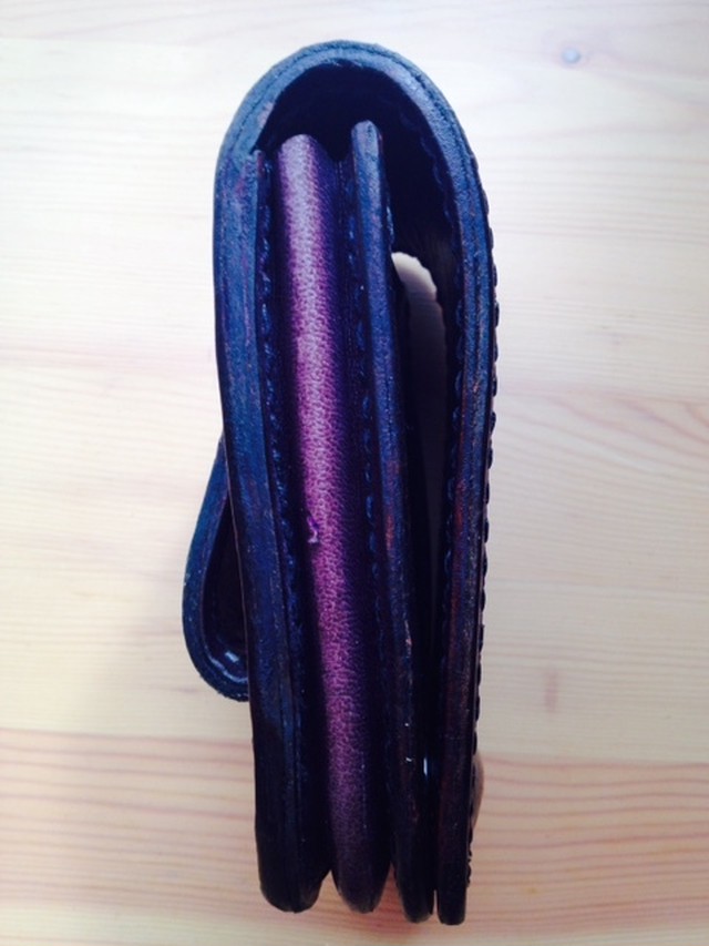 紫 パープル 携帯ケース ポーチ デジカメケース タバコケース メンズ レディース 革 小物入れ ポシェット 鞄 バッグ ベルトループ コンチョ ルナ ファルファッラ レザークラフト