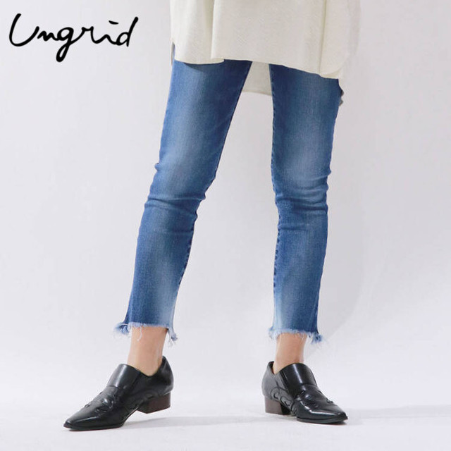 Ungrid アングリッド ノンクラッシュフレイドヘムストスリ Blue Lotus Ungrid アングリッド ノンクラッシュフレイドヘムストスリ Blue Lotus