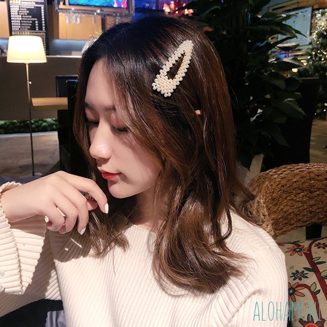 043 パール ヘアクリップ ヘアピン バレッタ ビッグ 大ぶり スリーピン パッチン留め バナナクリップ くちばしクリップ リッチパールヘアピン 前髪 ヘアアクセサリー 髪留め 髪飾り Alohamoni