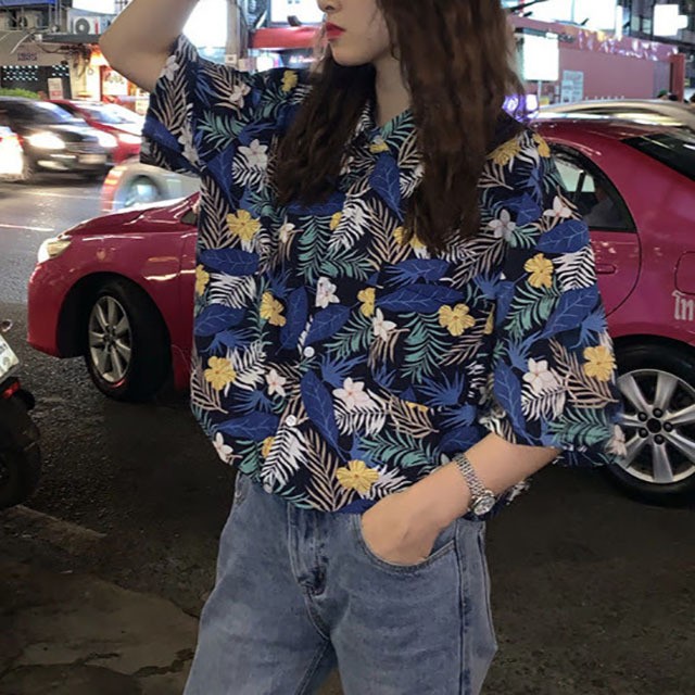 花柄 アロハシャツ フラワープリント フラワーパターン リゾートファッション ラフスタイル 着痩せ 華奢見え レディース トップス S0023 Aeka Clothet