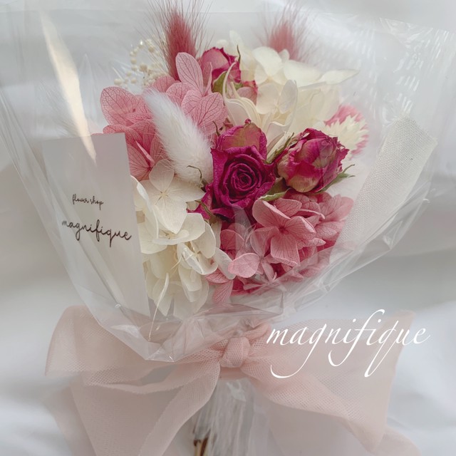 チュールリボンシリーズ ピンク系 ドライフラワー 花束 ブーケ ギフト Magnifique5