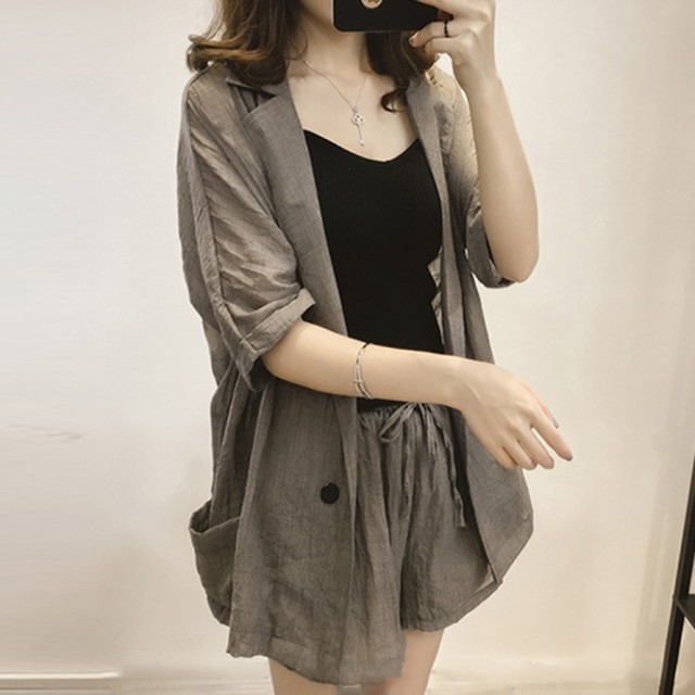 スーツ ツーピース セットアップ レディース 上下セット ホワイト 夏服 七分丈 ジャケット パンツ カジュアル きれいめ Rx0298 Raxia ラクシア