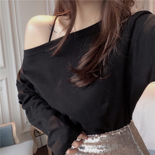 オフショルダー カットソー 無地 シンプル セクシー 長袖 オフショル トップス レディース フリーサイズ ブラック グレー 1752 Sayurio レディースアパレル ファッション プチプラ アラサー アラフォー