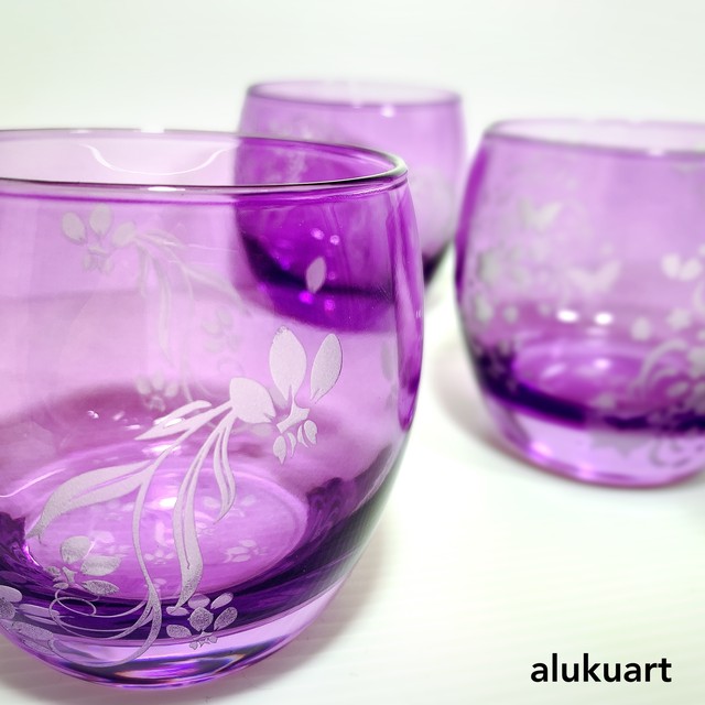 カキツバタグラス カラーグラス サンドブラストアートalukuオンラインショップ あるく
