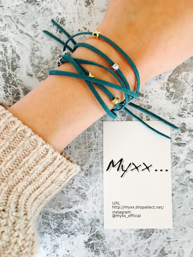 スエードコンチョブレスレット Turquoiseblue Myxx ハンドメイドアクセサリー レディースインポート